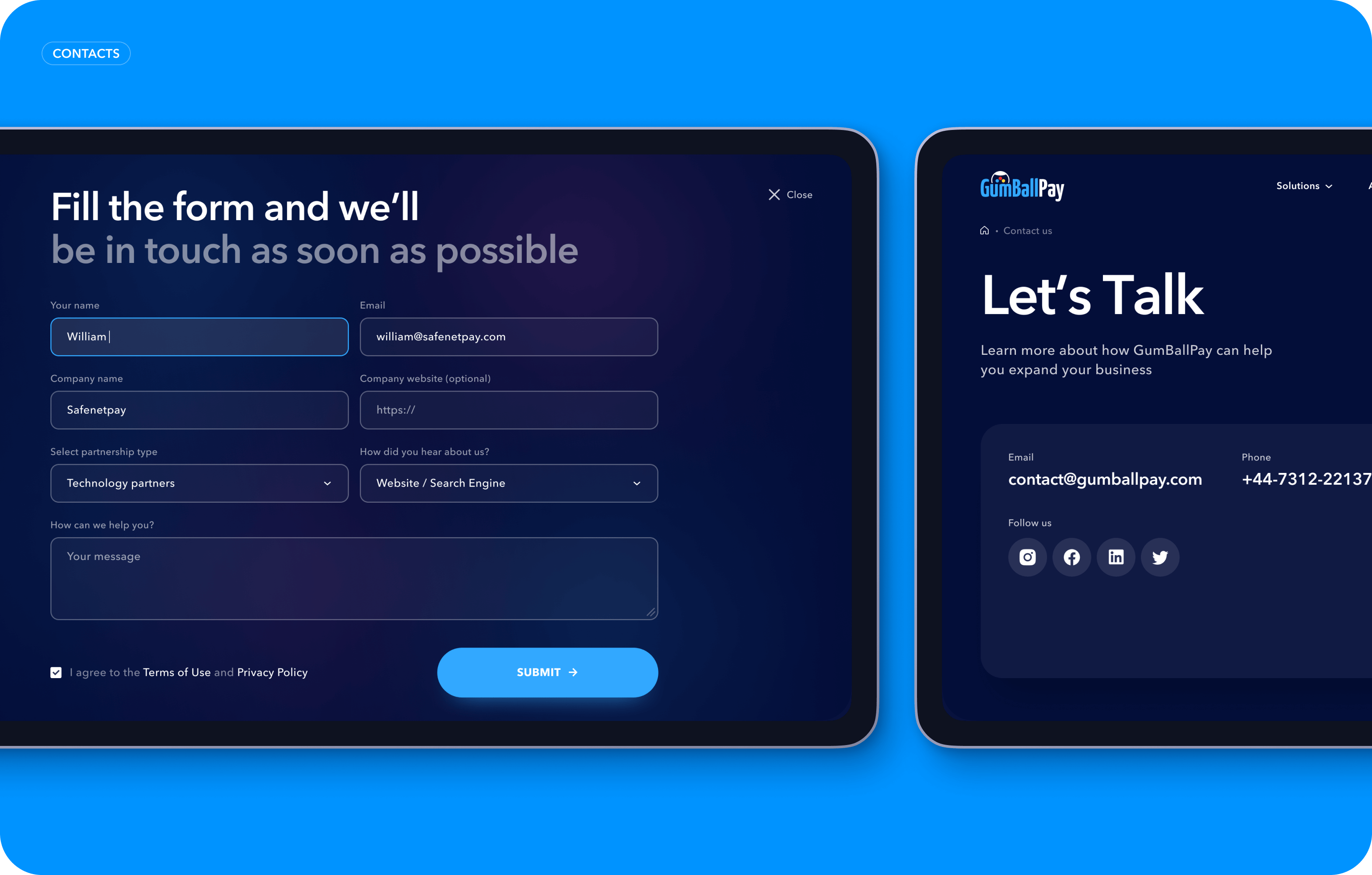 Gumballpay – redesign and development of corporate website for Fintech company - goodface.works