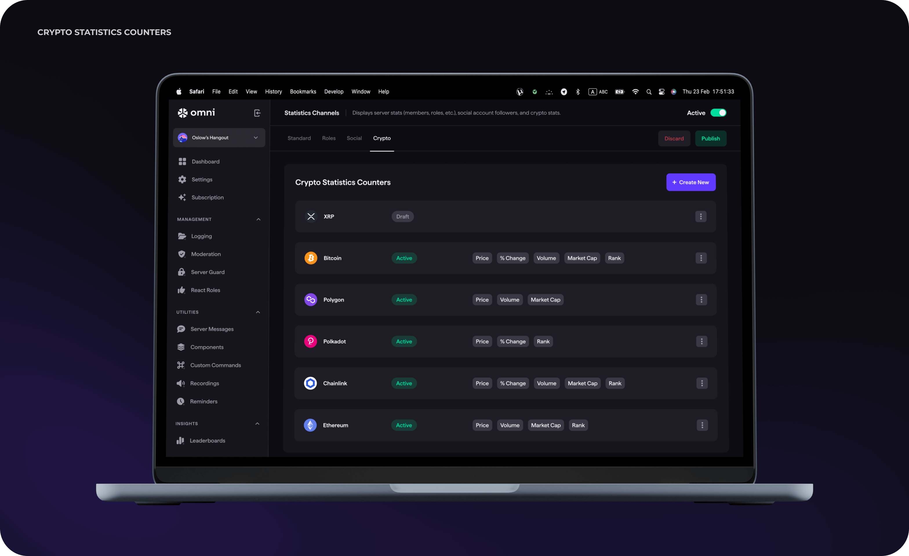 14. Goodface agency - case Omni - crypto statistics counters.png - UX/UI дизайн та розробка для SaaS рішення для Discord - api.goodface.works