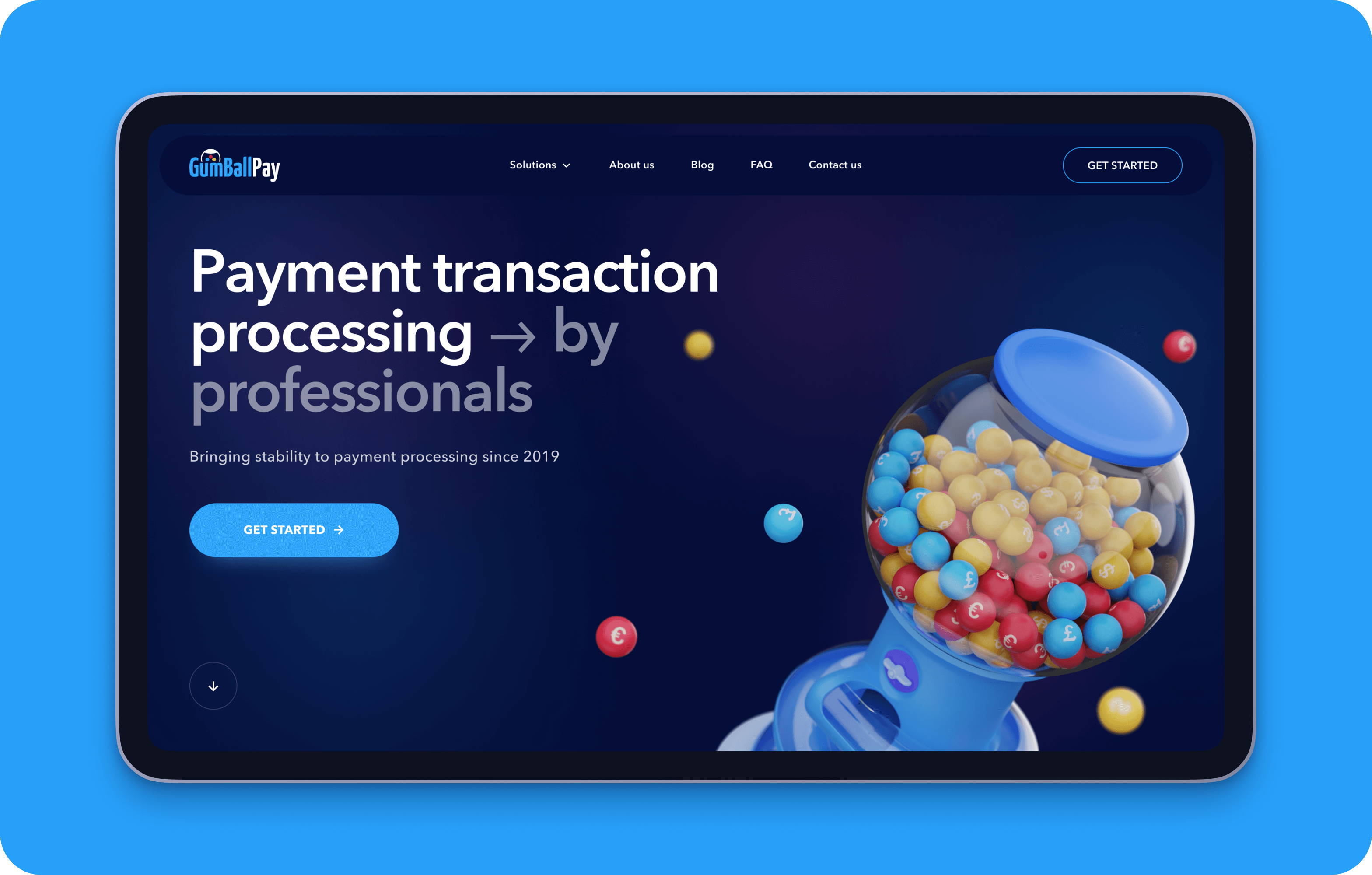 Gumballpay – redesign and development of corporate website for Fintech company - goodface.works