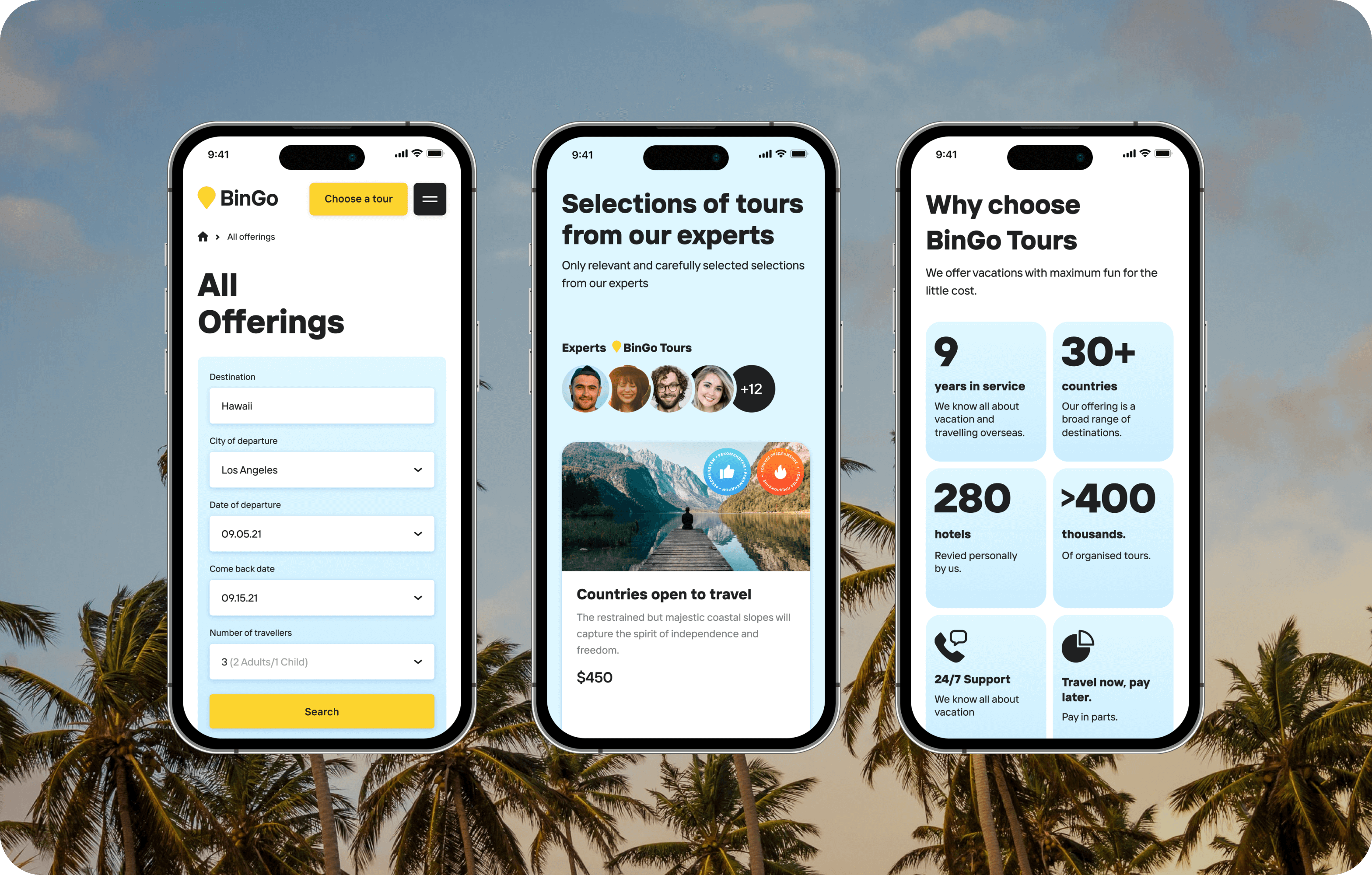 Discovery, UX/UI design for global travel service - goodface.works