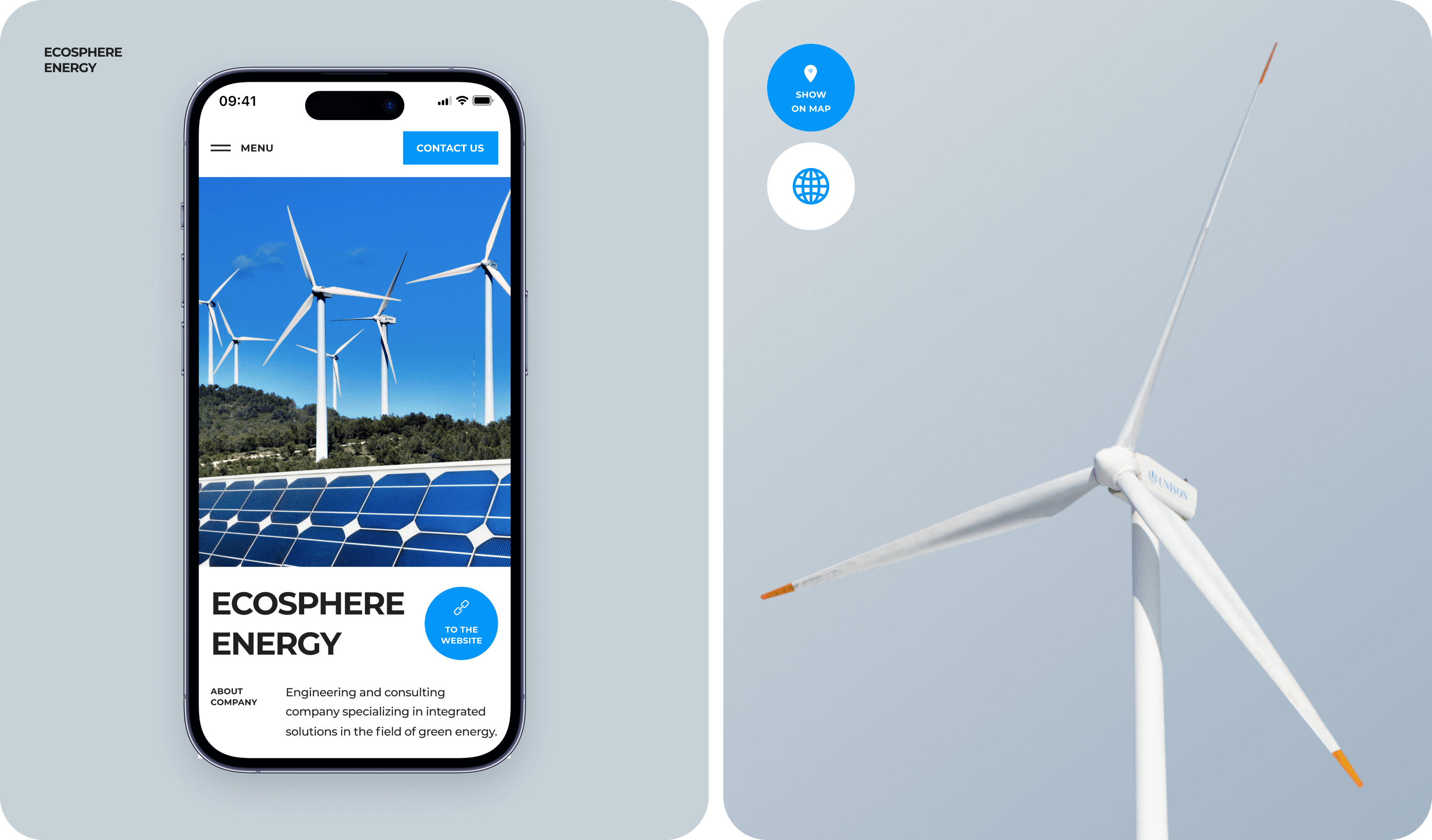 Website development for a group of companies engaged in green energy, juice and water production - goodface.works