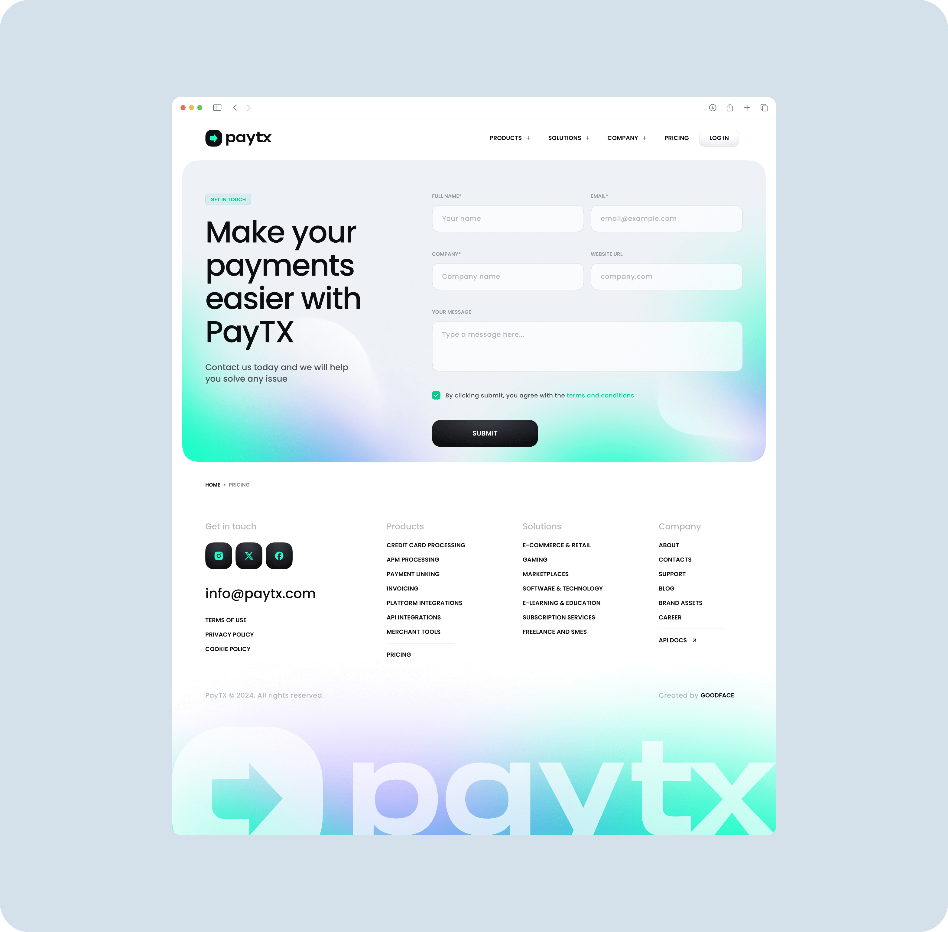 Goodface agency - PayTX case - Call to action and footer.png - PayTX: Новий сайт, лого та айдентика. Goodface agency - api.goodface.works