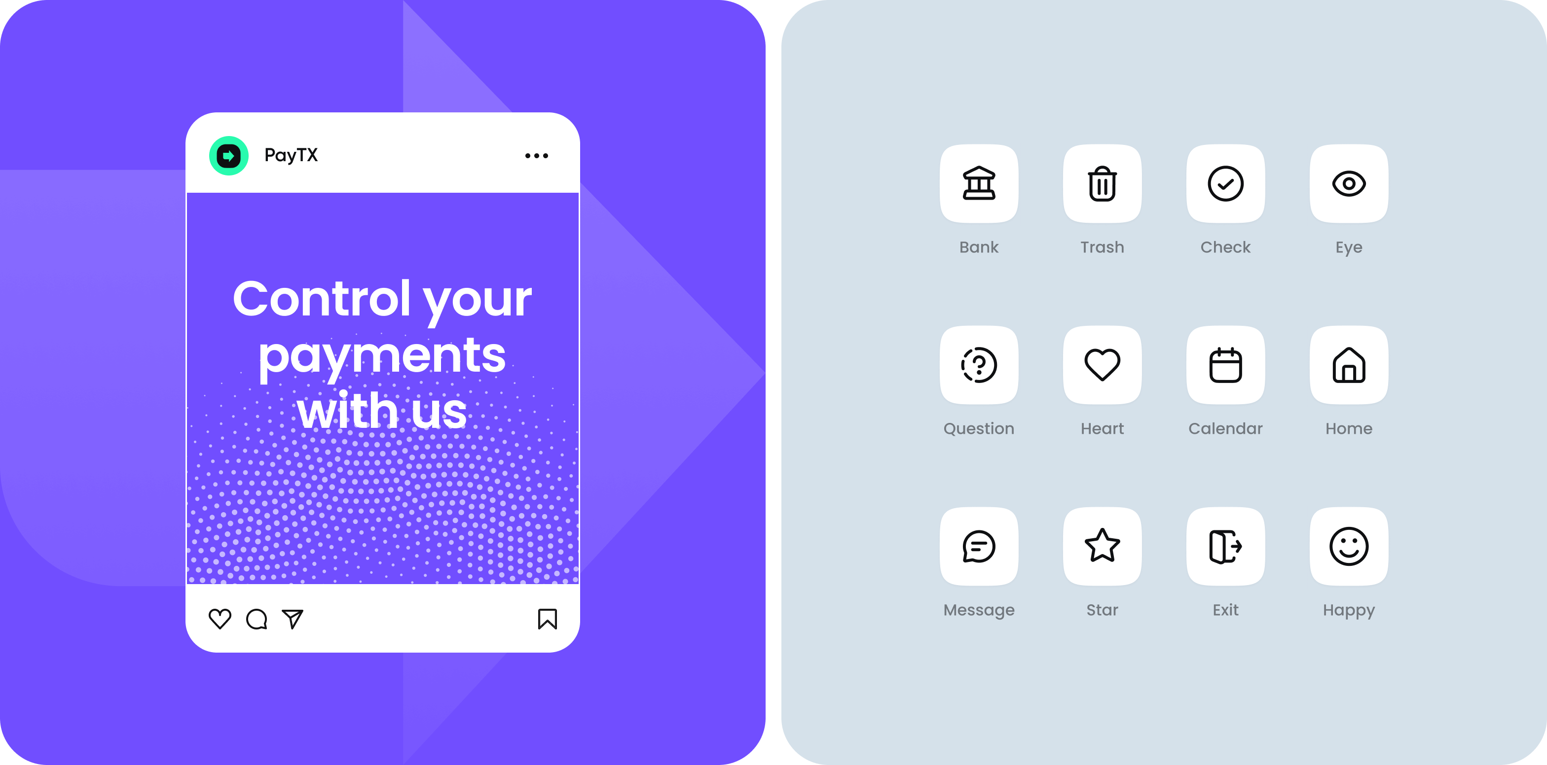 Goodface agency - PayTX case - Insta post, icons.png - PayTX project: UX/UI Design, website development, logo, brand identity - api.goodface.works