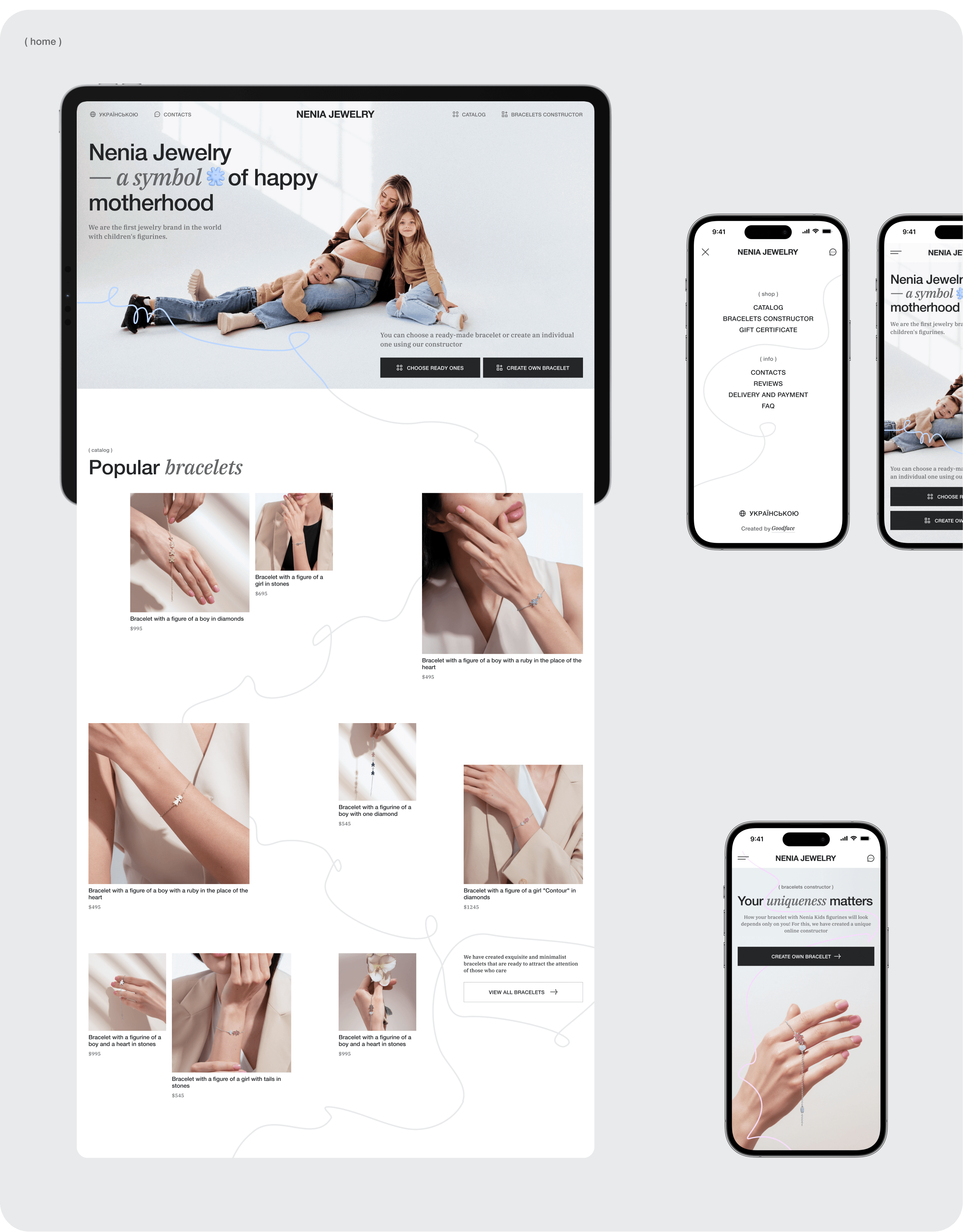 UX/UI дизайн та розробка сайту, бренд айдентика, та розробка конструктора прикрас - goodface.works